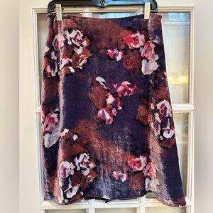 Emporio Armani Silk Velvet Purple Floral Wrap A-Line Skirt Size 44 Italian 8 US